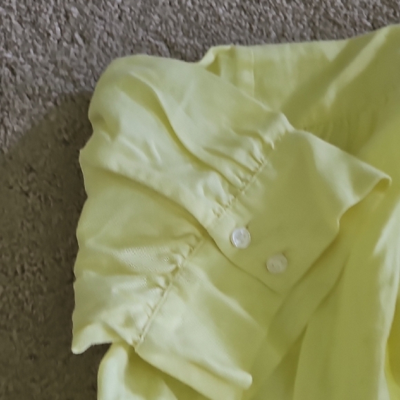 Ann Taylor Yellow Short Sleeve Relaxed Blouse - Picture 7 of 10